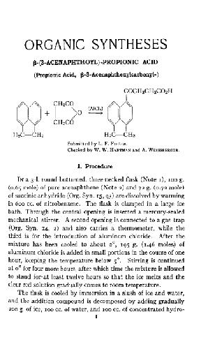 Organic Syntheses An annual publication of satisfactory methods