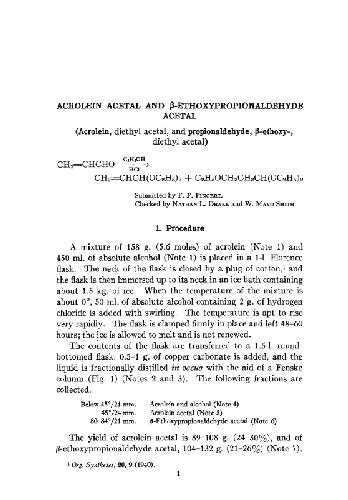 Organic Syntheses An annual publication of satisfactory methods