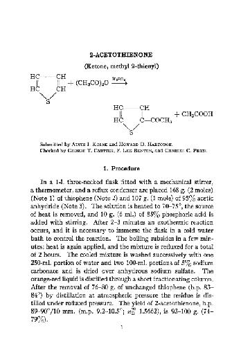 Organic Syntheses An annual publication of satisfactory methods