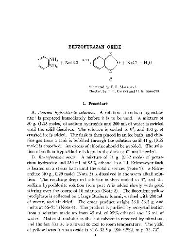 Organic Syntheses An annual publication of satisfactory methods