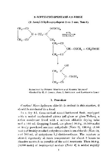 Organic Syntheses An annual publication of satisfactory methods