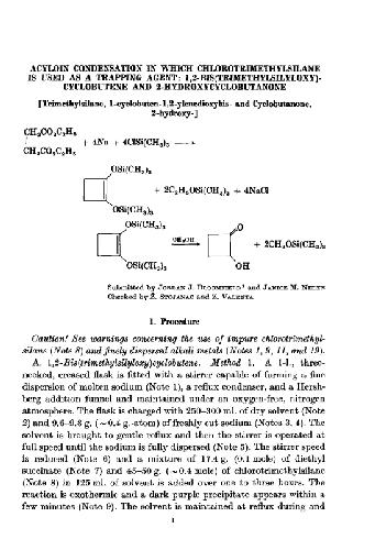 Organic Syntheses An annual publication of satisfactory methods