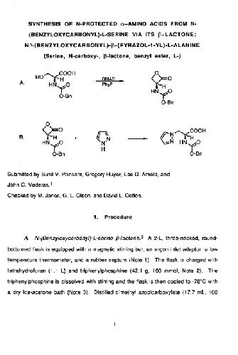 Organic Syntheses An annual publication of satisfactory methods
