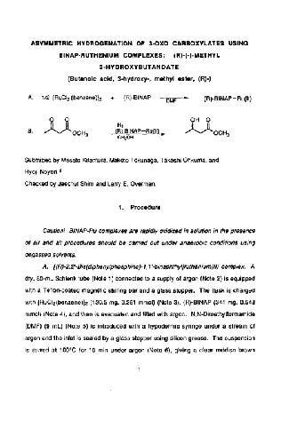 Organic Syntheses An annual publication of satisfactory methods