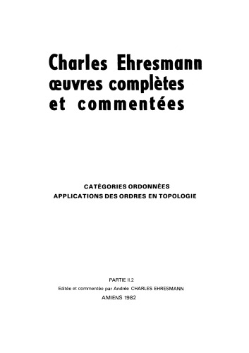 Catégories ordonnées - Applications des ordres en topologie
