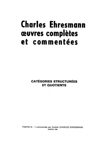 Catégories structurées et quotients