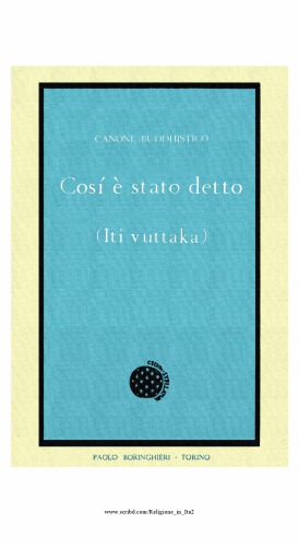 Canone buddisthico. Così è stato detto (Iti vuttaka)