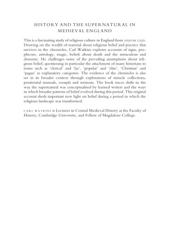 History and the Supernatural in Medieval England