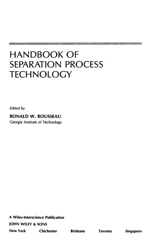 Handbook of Separation Process Technology