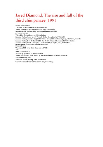 The Rise and Fall of the Third Chimpanzee: Evolution and Human Life [Import] [Hardcover]