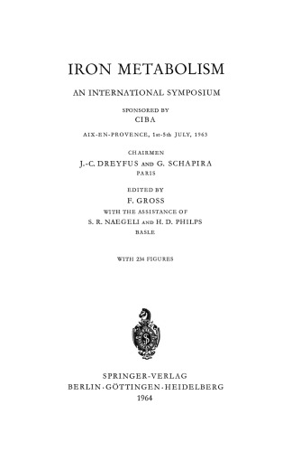 Iron Metabolism: An International Symposium
