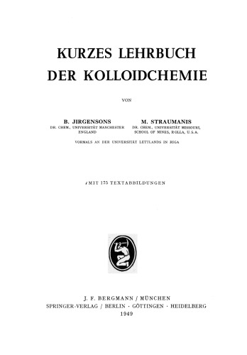 Kurzes Lehrbuch der Kolloidchemie