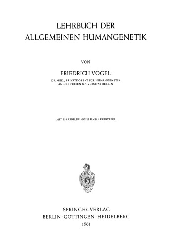 Lehrbuch der Allgemeinen Humangenetik