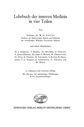 Lehrbuch der inneren Medizin in vier Teilen: Teil 4: Krankheiten der Atmungsorgane Krankheiten der Nieren und der ableitenden Harnwege Vergiftungen