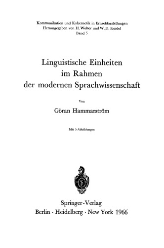Linguistische Einheiten im Rahmen der modernen Sprachwissenschaft