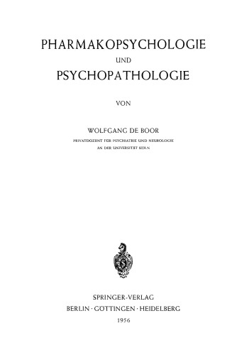 Pharmakopsychologie und Psychopathologie