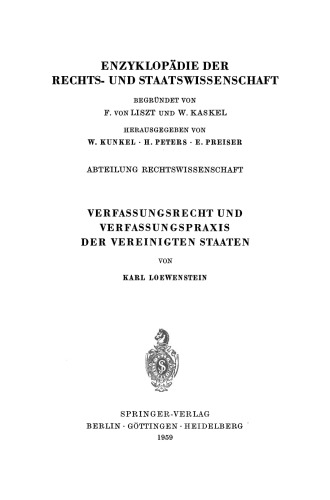 Verfassungsrecht und Verfassungspraxis der Vereinigten Staaten