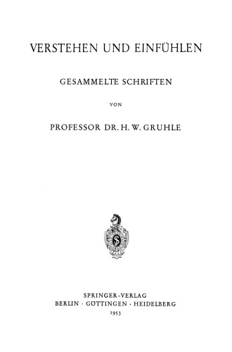Verstehen und Einfühlen: Gesammelte Schriften
