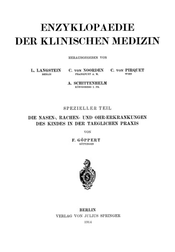 Die Nasen-, Rachen- und Ohr-Erkrankungen des Kindes in der Taeglichen Praxis: Spezieller Teil