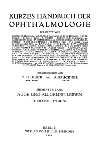 Auge und Allgemeinleiden: Therapie · Hygiene