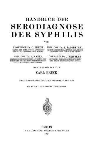Handbuch der Serodiagnose der Syphilis