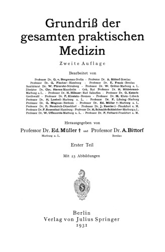 Grundriß der gesamten praktischen Medizin: Erster Teil