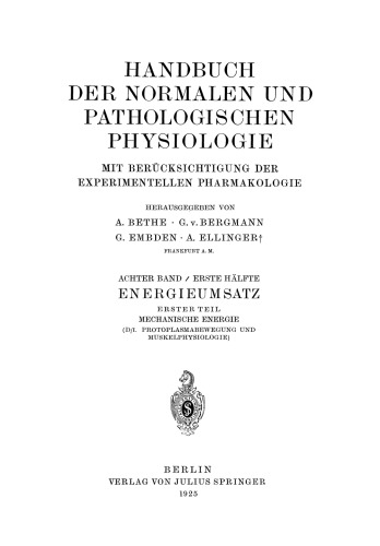 Energieumsatz: Erster Teil Mechanische Energie