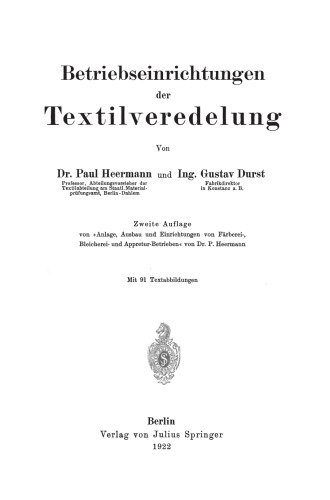 Betriebseinrichtungen der Textilveredelung