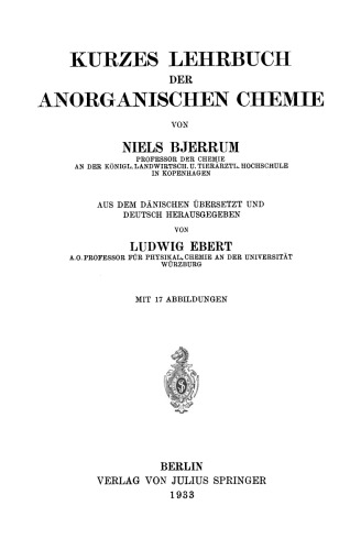 Kurzes Lehrbuch der Anorganischen Chemie