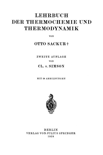 Lehrbuch der Thermochemie und Thermodynamik