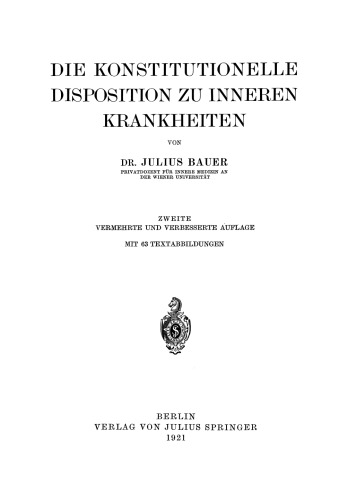 Die konstitutionelle Disposition zu Inneren Krankheiten
