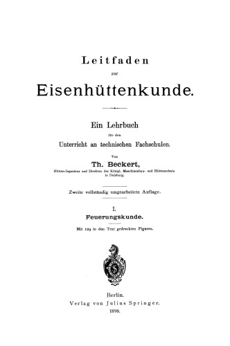 Leitfaden zur Eisenhüttenkunde: I. Feuerungskunde