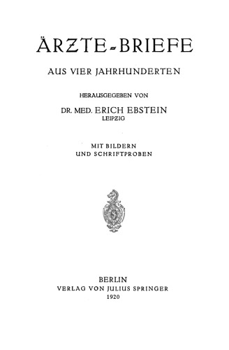 Ärzte — Briefe aus Vier Jahrhunderten