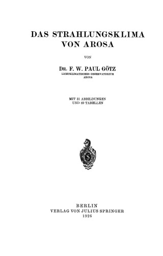 Das Strahlungsklima von Arosa