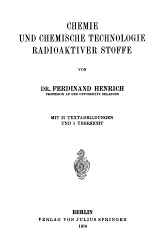 Chemie und Chemische Technologie Radioaktiver Stoffe