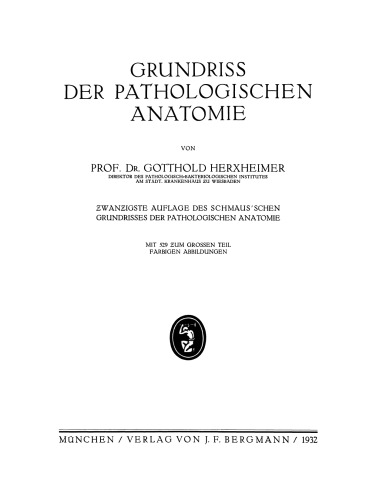 Grundriss der Pathologischen Anatomie