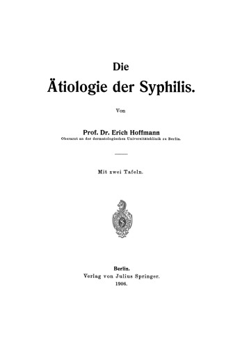 Die Ätiologie der Syphilis
