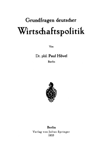 Grundfragen deutscher Wirtschaftspolitik