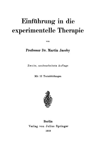 Einführung in die experimentelle Therapie