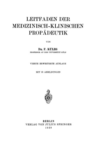 Leitfaden Der Medizinisch-Klinischen Propädeutik