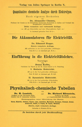 Grundzüge der wissenschaftlichen Elektrochemie auf experimenteller Basis
