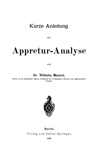 Kurze Anleitung zur Appretur-Analyse