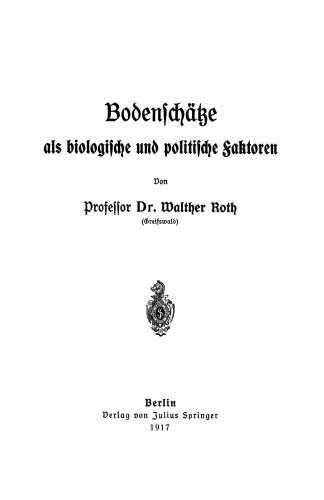 Bodenschätze als biologische und politische Faktoren