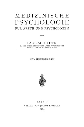 Medizinische Psychologie für Ärzte und Psychologen
