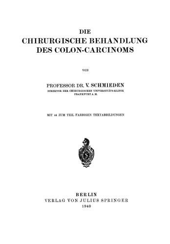 Die chirurgische Behandlung des Colon-Carcinoms