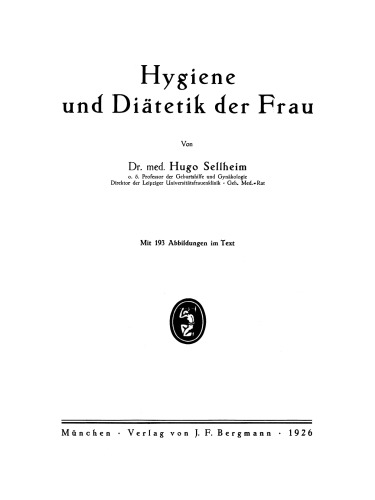Hygiene und Diätetik der Frau