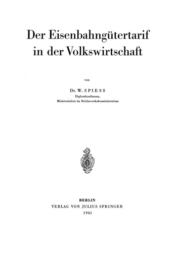 Der Eisenbahngütertarif in der Volkswirtschaft