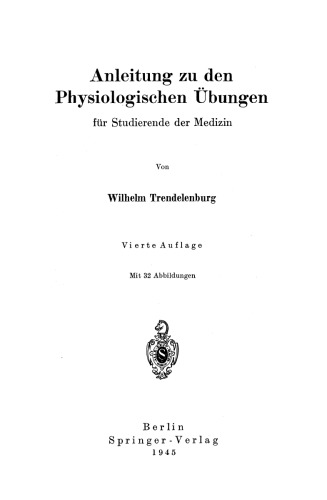 Anleitung zu den Physiologischen Übungen: für Studierende der Medizin