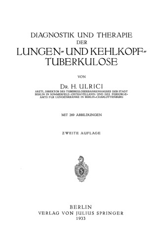 Diagnostik und Therapie der Lungen- und Kehlkopftuberkulose