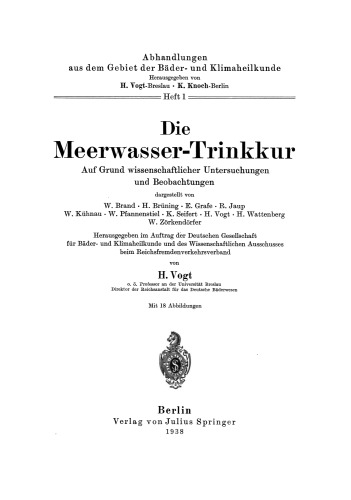 Die Meerwasser-Trinkkur: Auf Grund wissenschaftlicher Untersuchungen und Beobachtungen